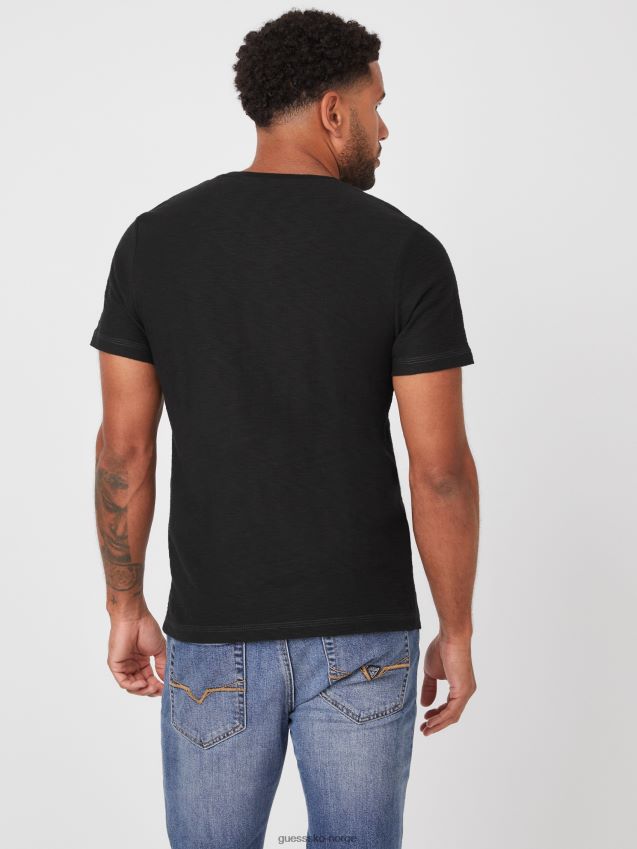 Guess øko ricky split t-skjorte kulsort kulsvart menn F0LJ808298