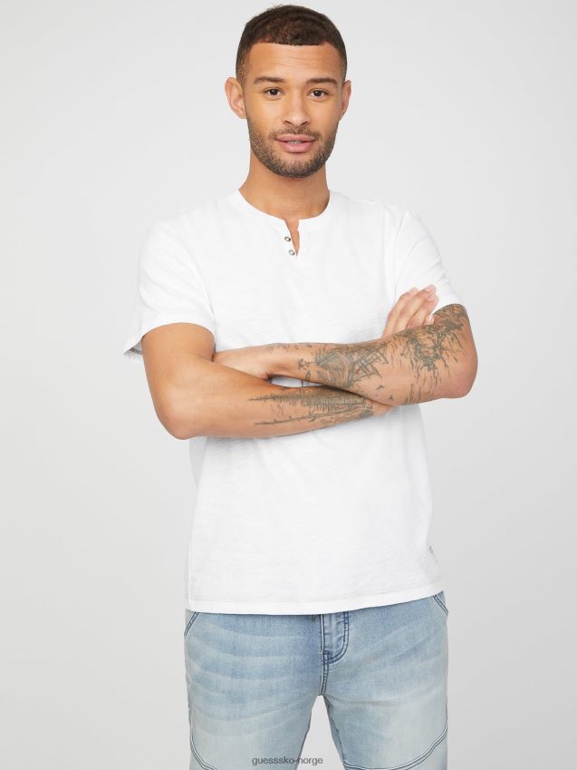 Guess øko ricky split tee ren hvit Ren hvit menn F0LJ808460