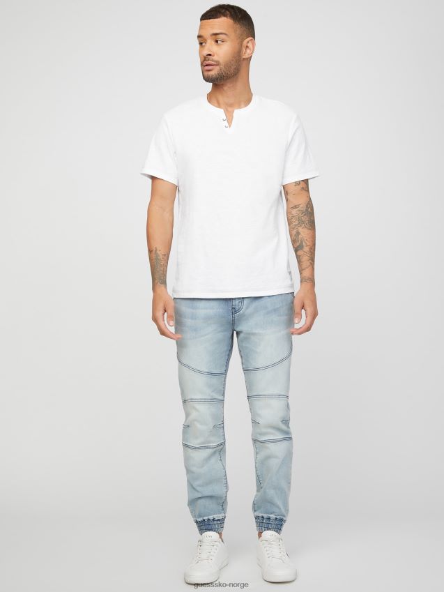 Guess øko ricky split tee ren hvit Ren hvit menn F0LJ808460