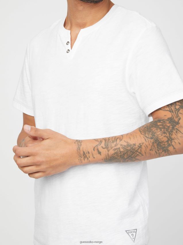 Guess øko ricky split tee ren hvit Ren hvit menn F0LJ808460