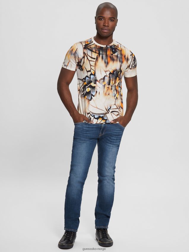 Guess øko uskarp sommerfugler t-skjorte ren hvit multi ren hvit multi menn F0LJ8010697