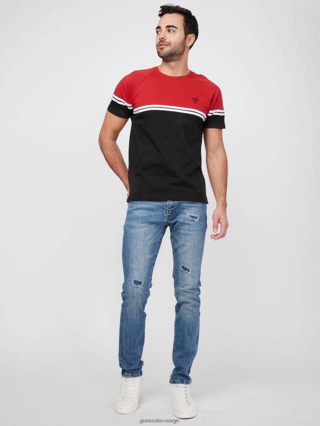 Guess kolsvart øko kido fargeblokk-t-skjorte kulsvart menn F0LJ808300
