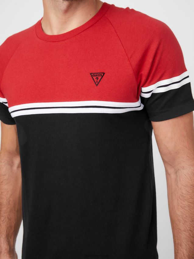 Guess kolsvart øko kido fargeblokk-t-skjorte kulsvart menn F0LJ808300
