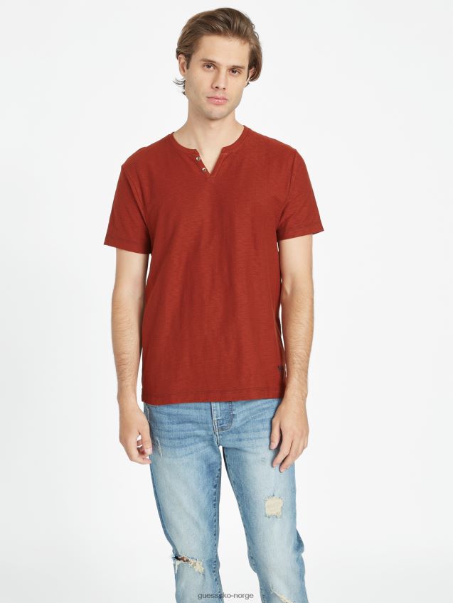 Guess konjakk smak øko ricky split tee konjakk smak menn F0LJ808602