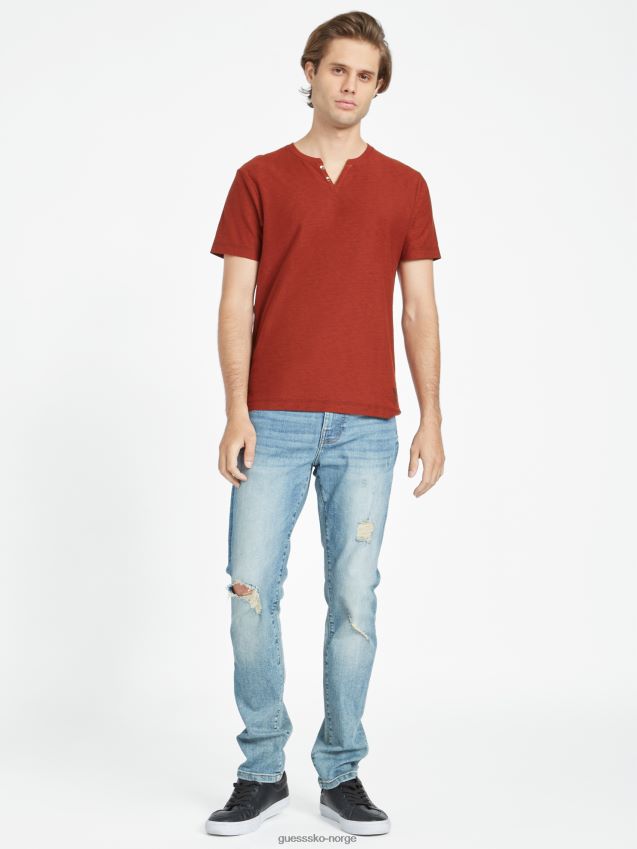 Guess konjakk smak øko ricky split tee konjakk smak menn F0LJ808602