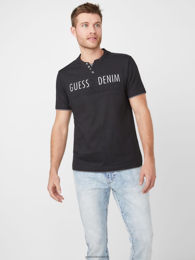 Guess kulsort edgar henley t-skjorte kulsvart menn F0LJ808309