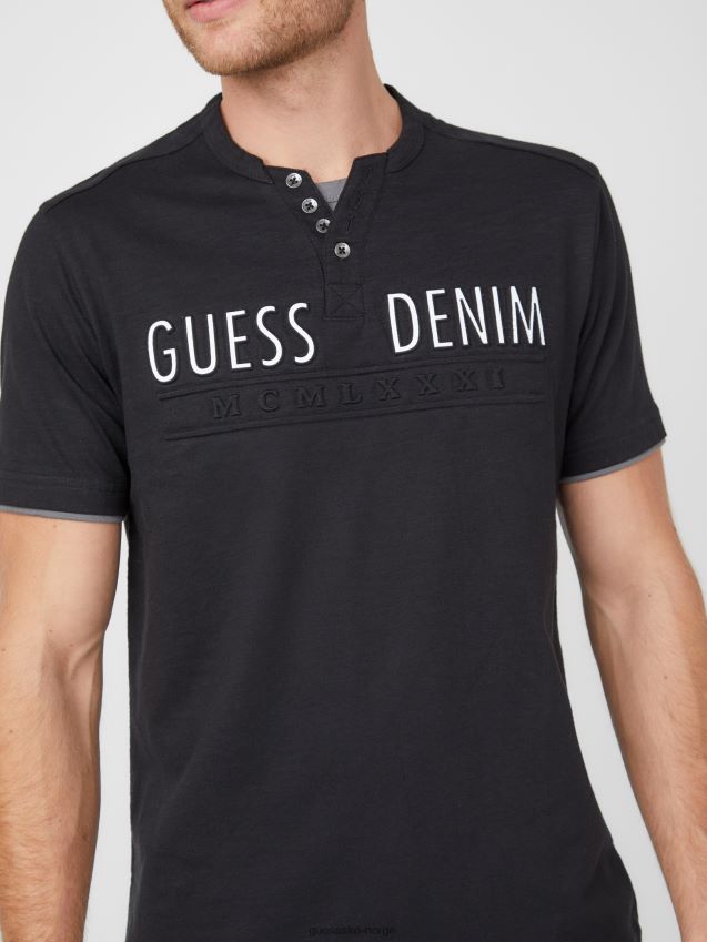 Guess kulsort edgar henley t-skjorte kulsvart menn F0LJ808309
