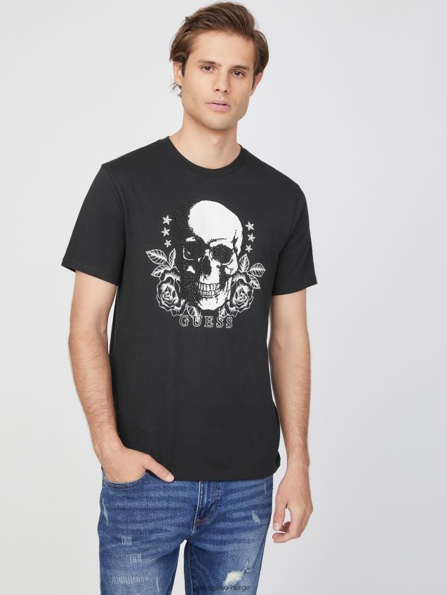 Guess kulsort øko grand skull t-skjorte kulsvart menn F0LJ808420