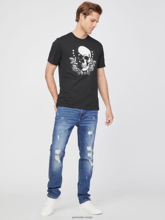 Guess kulsort øko grand skull t-skjorte kulsvart menn F0LJ808420