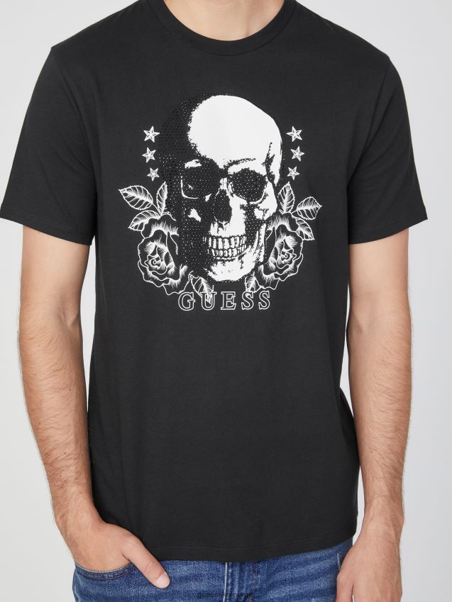Guess kulsort øko grand skull t-skjorte kulsvart menn F0LJ808420