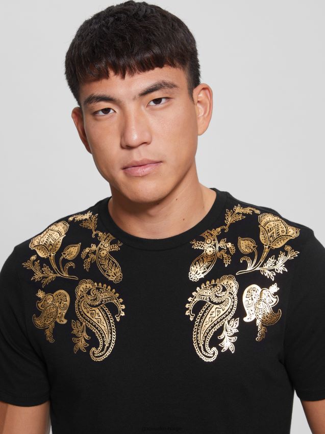 Guess kulsort øko paisley t-skjorte kulsvart menn F0LJ8010661