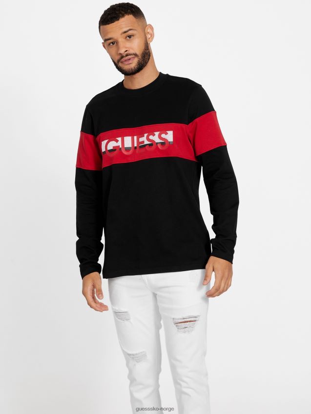 Guess kulsort øko sandro langermet t-skjorte kulsvart menn F0LJ807944