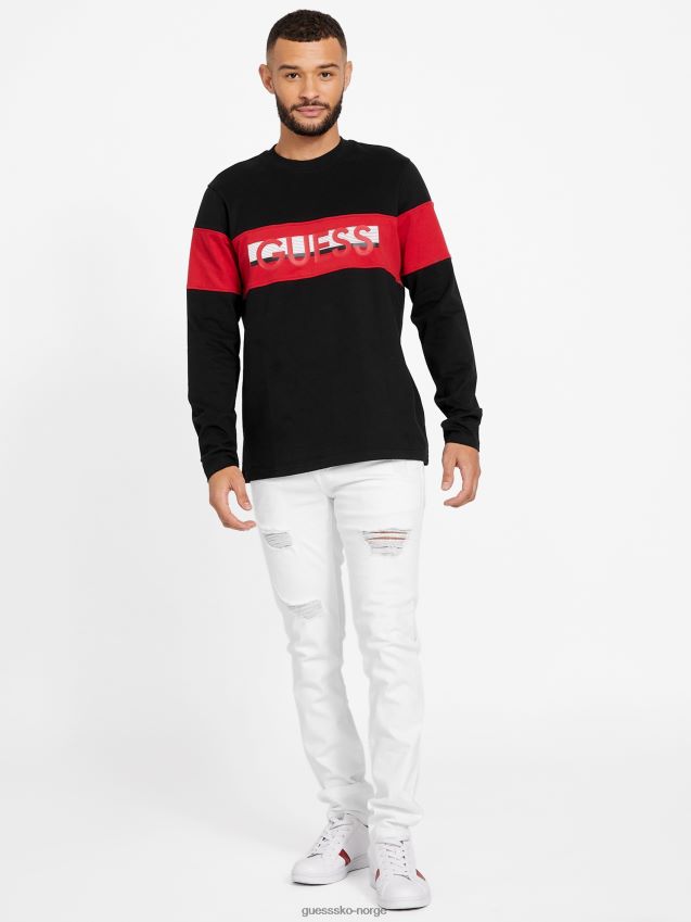 Guess kulsort øko sandro langermet t-skjorte kulsvart menn F0LJ807944