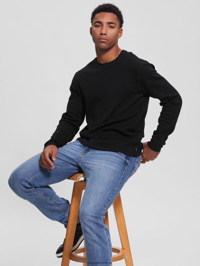 Guess kulsort skyler langermet t-skjorte kulsvart menn F0LJ8010567