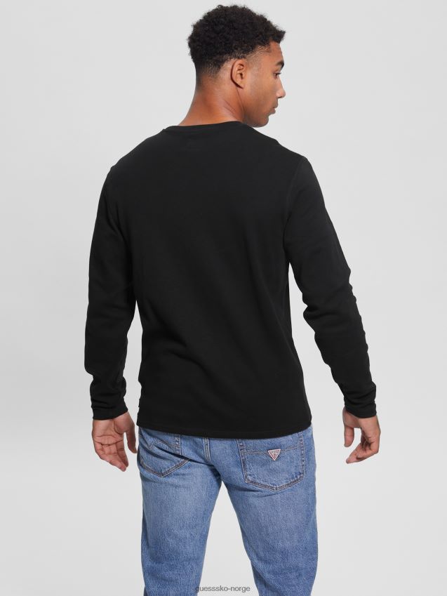 Guess kulsort skyler langermet t-skjorte kulsvart menn F0LJ8010567