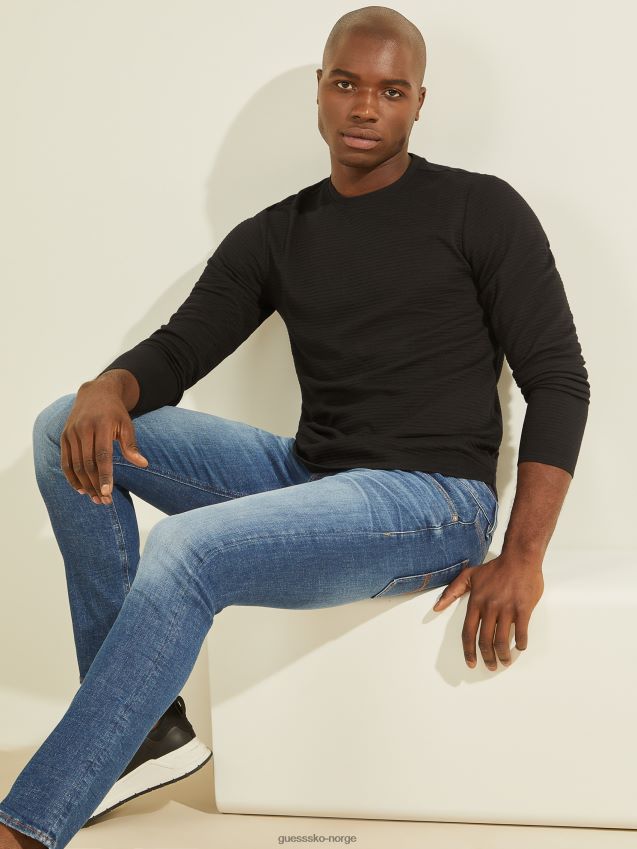 Guess kulsort zuma langermet t-skjorte kulsvart menn F0LJ8010513