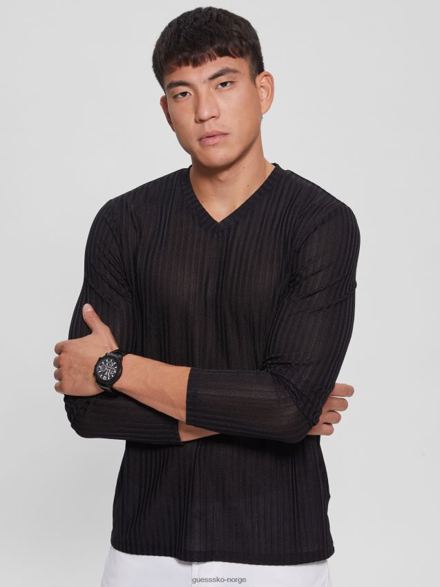 Guess lager v-hals strikket t-skjorte kulsort kulsvart menn F0LJ8010374
