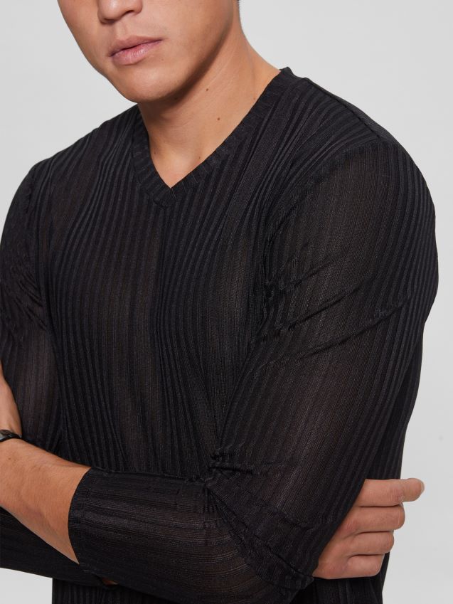 Guess lager v-hals strikket t-skjorte kulsort kulsvart menn F0LJ8010374