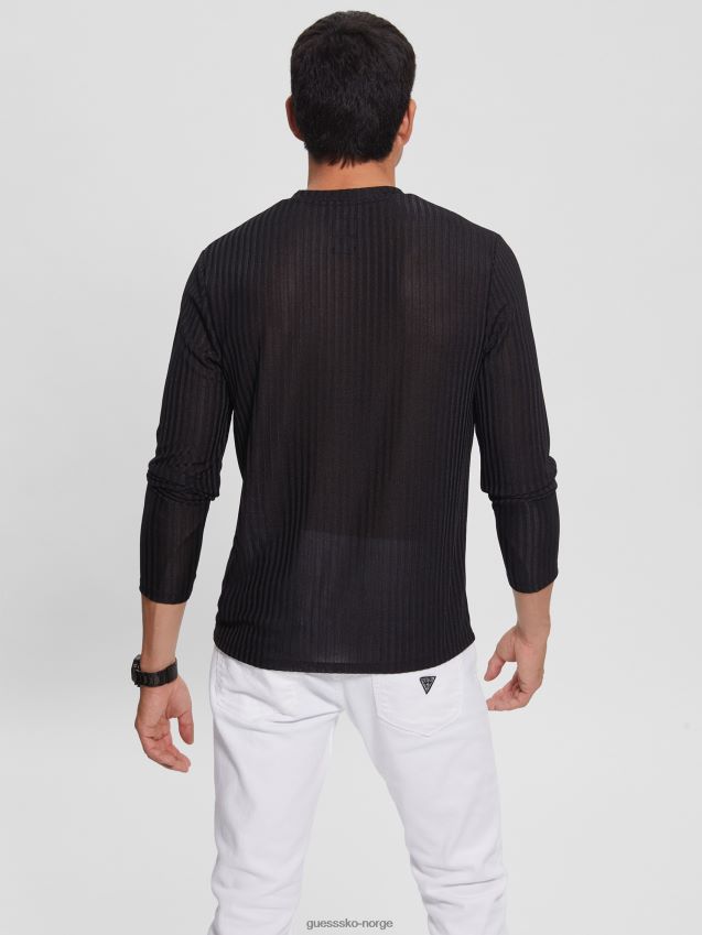 Guess lager v-hals strikket t-skjorte kulsort kulsvart menn F0LJ8010374