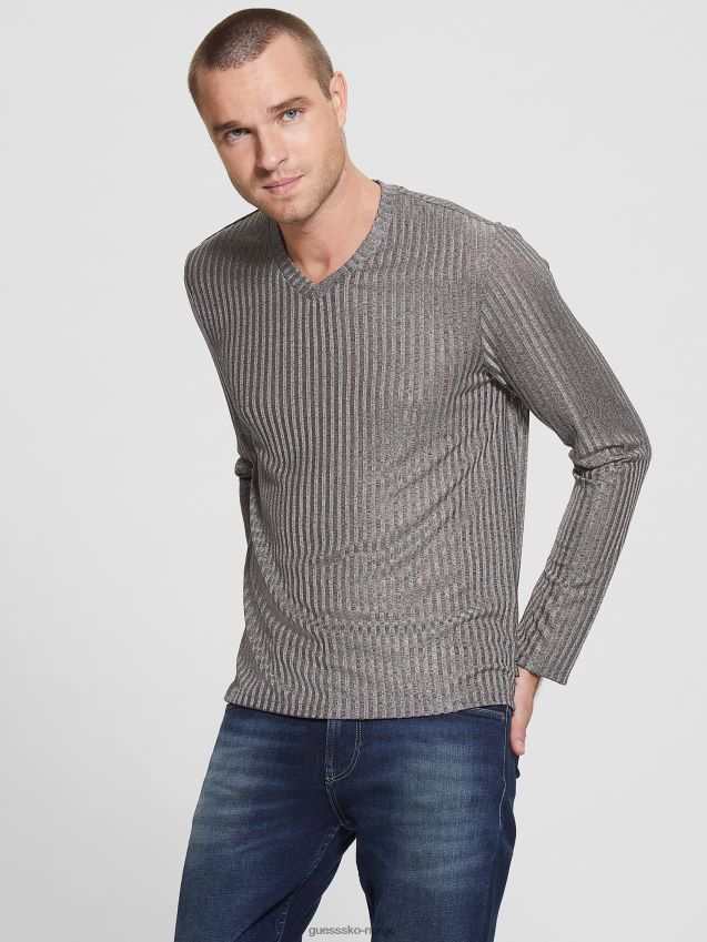 Guess lager v-hals strikket t-skjorte steingrå multi steingrå multi menn F0LJ8010377