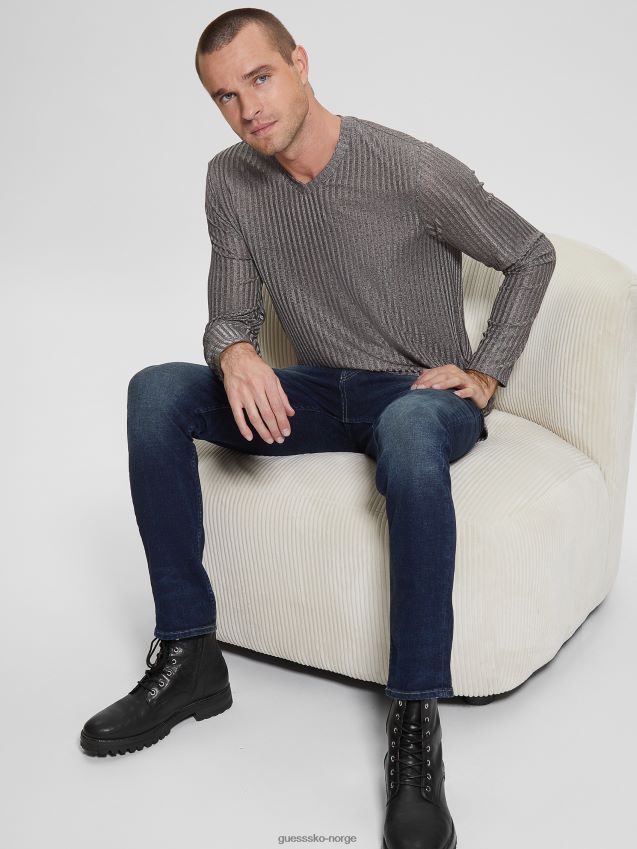 Guess lager v-hals strikket t-skjorte steingrå multi steingrå multi menn F0LJ8010377