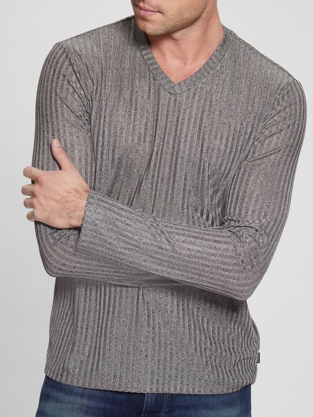 Guess lager v-hals strikket t-skjorte steingrå multi steingrå multi menn F0LJ8010377