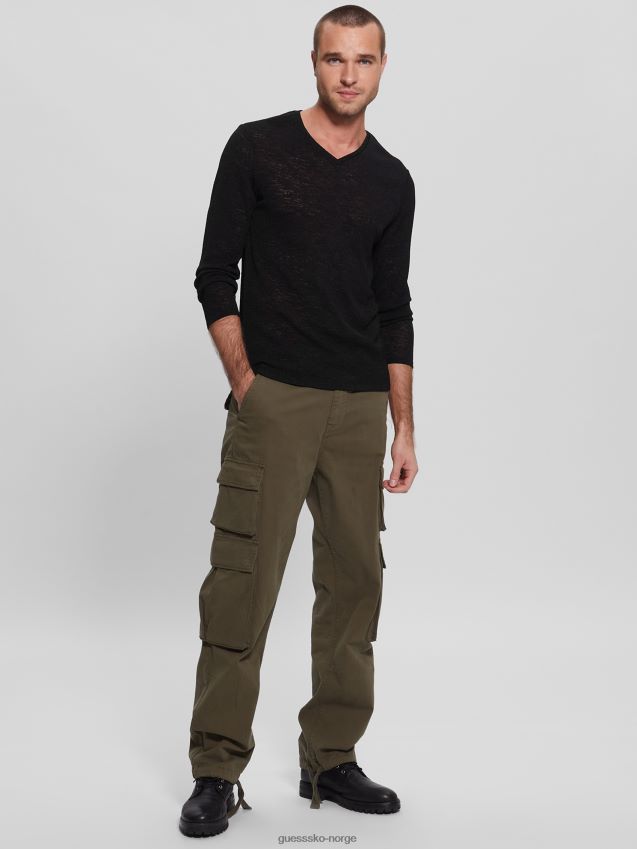 Guess langermet gasbind t-skjorte kulsort kulsvart menn F0LJ8010341