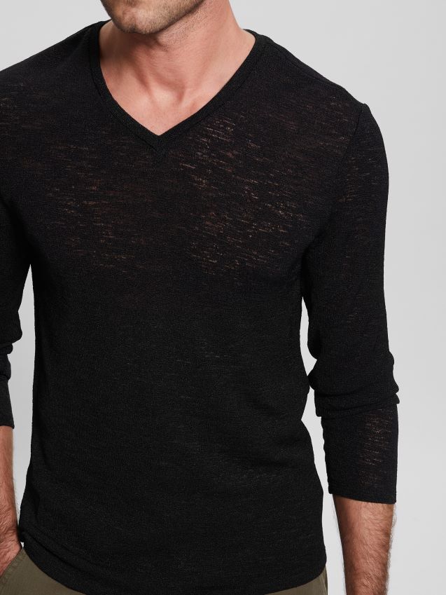 Guess langermet gasbind t-skjorte kulsort kulsvart menn F0LJ8010341