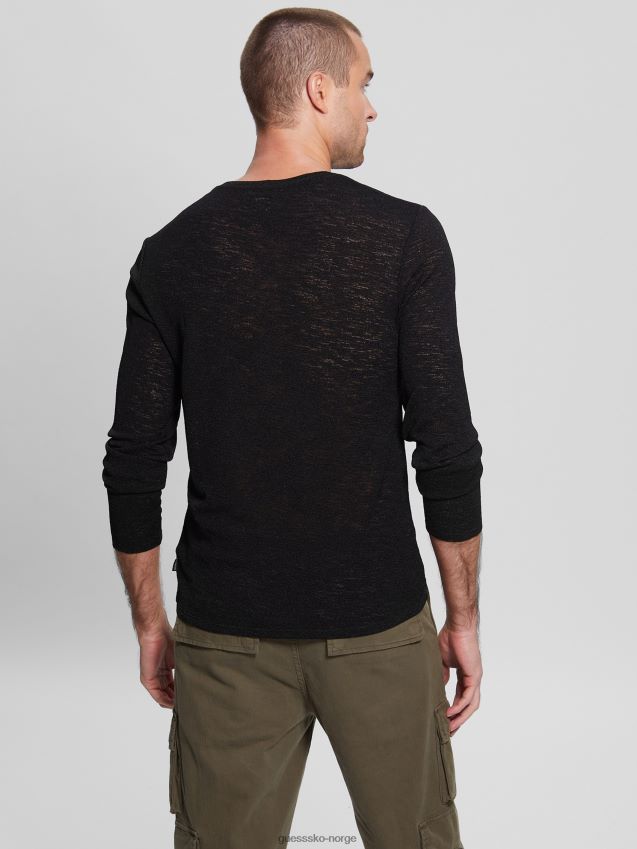 Guess langermet gasbind t-skjorte kulsort kulsvart menn F0LJ8010341