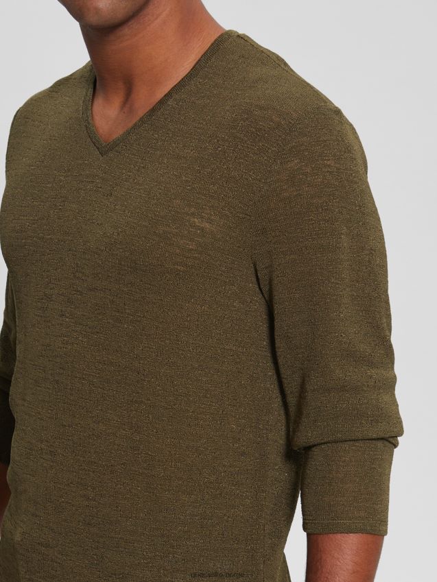 Guess langermet gasbind t-skjorte oliven morgen oliven morgen menn F0LJ8010497