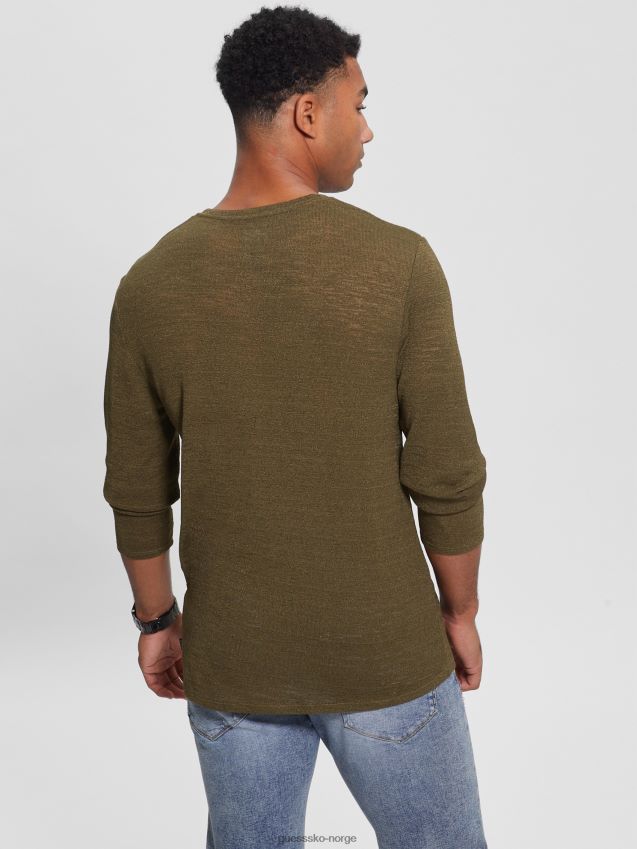 Guess langermet gasbind t-skjorte oliven morgen oliven morgen menn F0LJ8010497