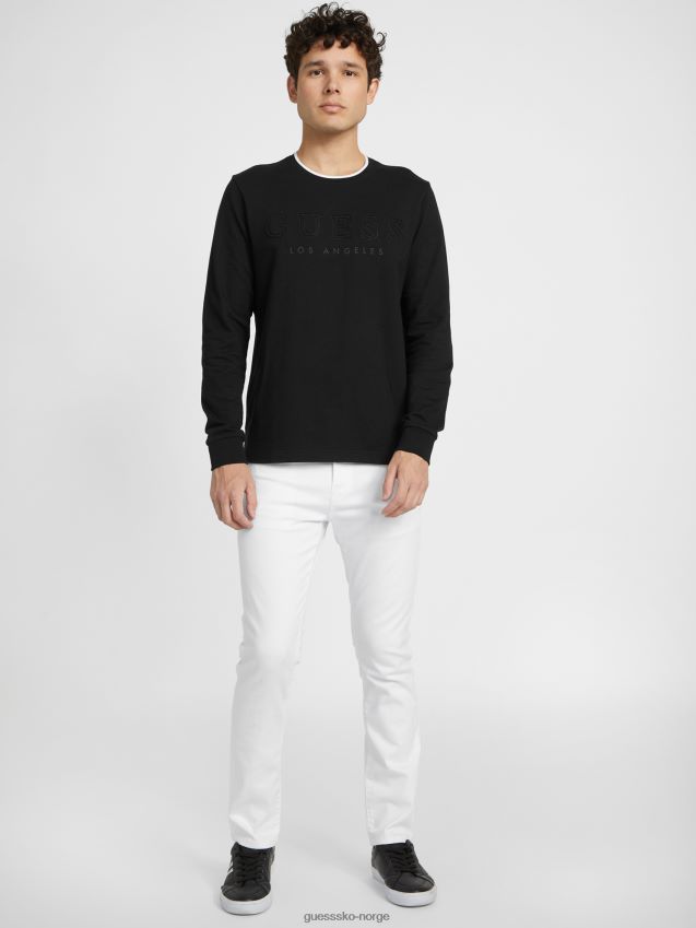 Guess langermet kalico-logo t-skjorte kulsort kulsvart menn F0LJ808224