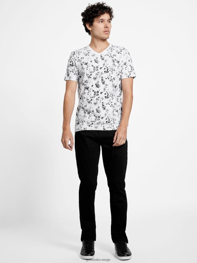 Guess lennard floral v-hals t-skjorte ren hvit Ren hvit menn F0LJ808430