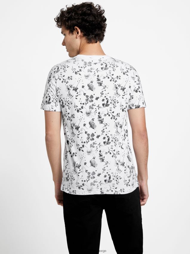 Guess lennard floral v-hals t-skjorte ren hvit Ren hvit menn F0LJ808430