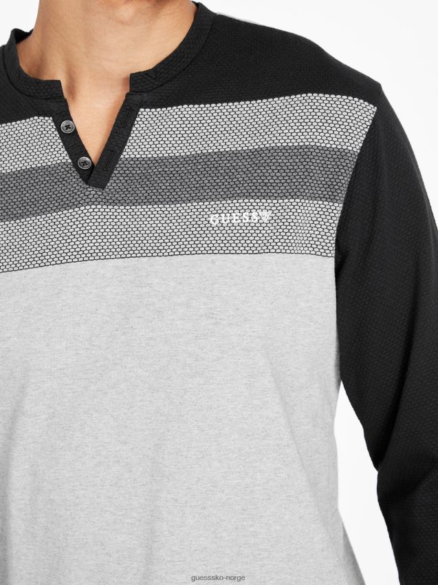 Guess lennox color-block langermet t-skjorte jet black multi jet black multi menn F0LJ808449