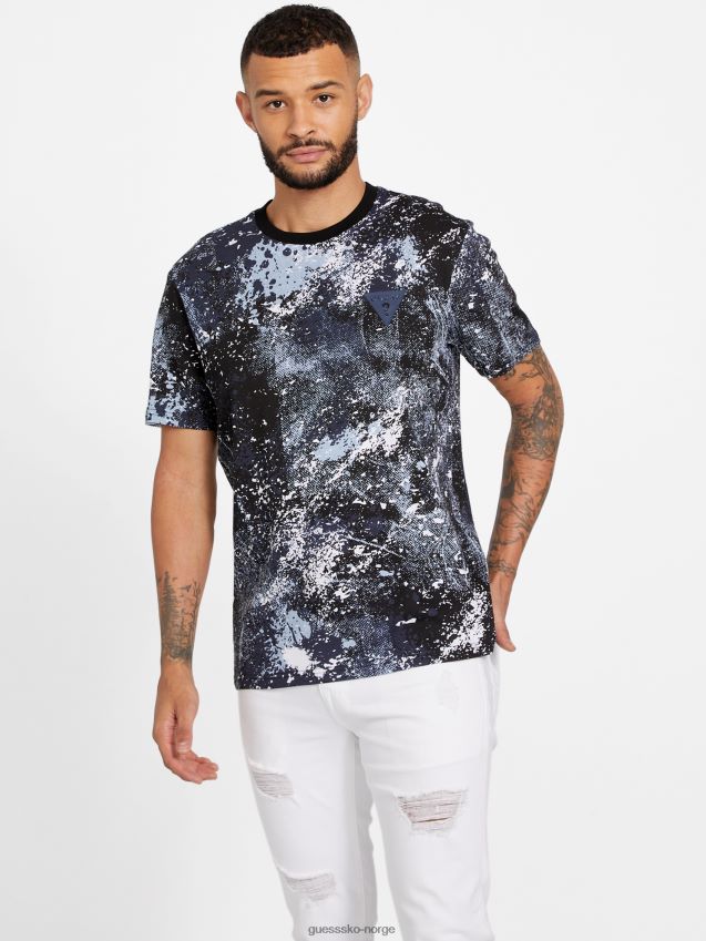 Guess leo fashion crewneck t-skjorte kulsort kulsvart menn F0LJ808455