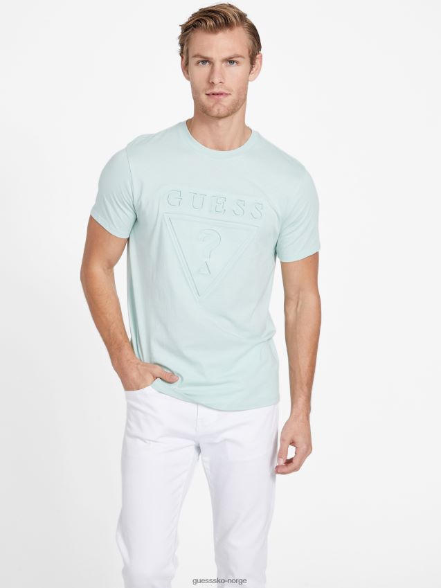 Guess logo crewneck t-skjorte minty mist myntetåke menn F0LJ808305
