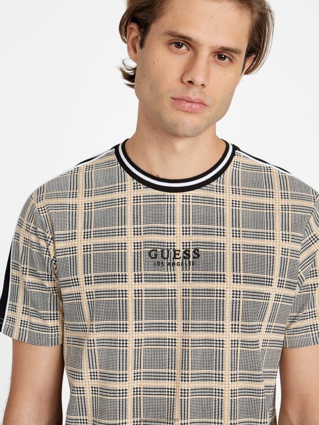 Guess manny pledd crewneck t-skjorte pledd multi rutete multi menn F0LJ808481