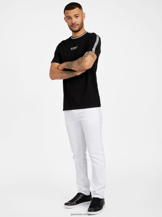 Guess manny rutete crewneck t-skjorte kulsort kulsvart menn F0LJ808036