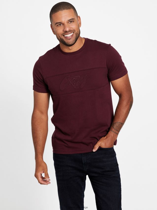 Guess marmont rød motzy logo t-skjorte med rund hals marmont rød menn F0LJ808091