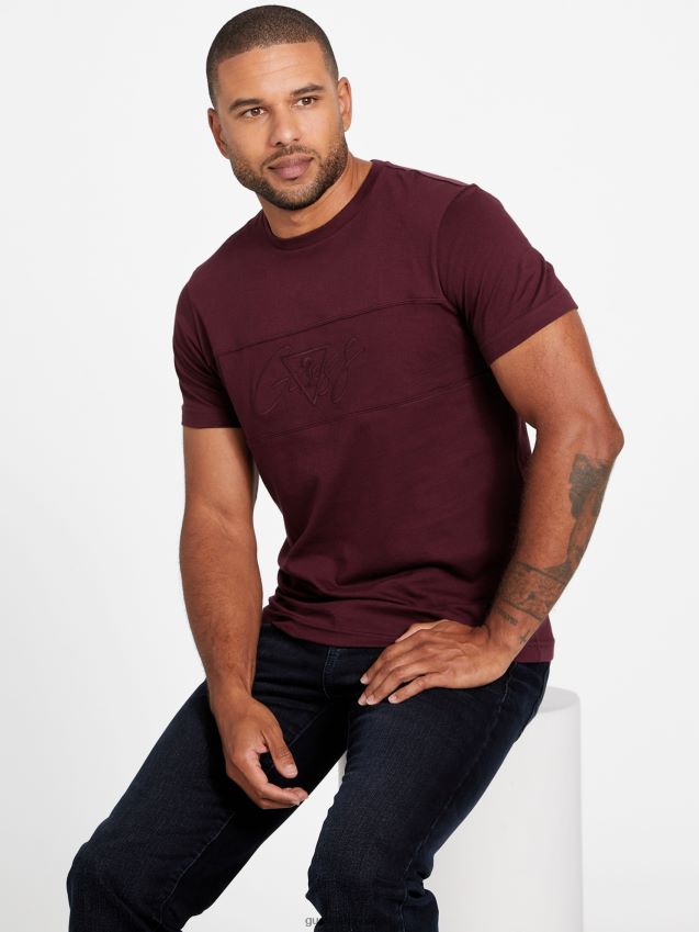 Guess marmont rød motzy logo t-skjorte med rund hals marmont rød menn F0LJ808091