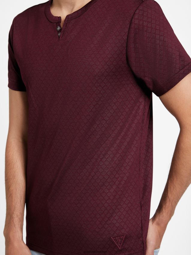 Guess marmont rød waken jacquard t-skjorte marmont rød menn F0LJ808585