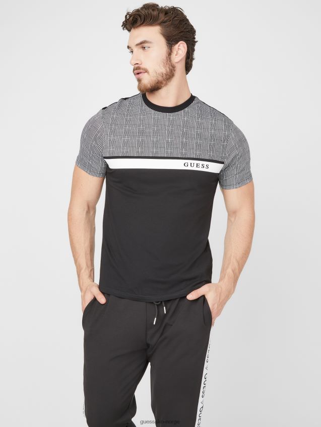Guess martyn color-block tee jet black multi jet black multi menn F0LJ808107