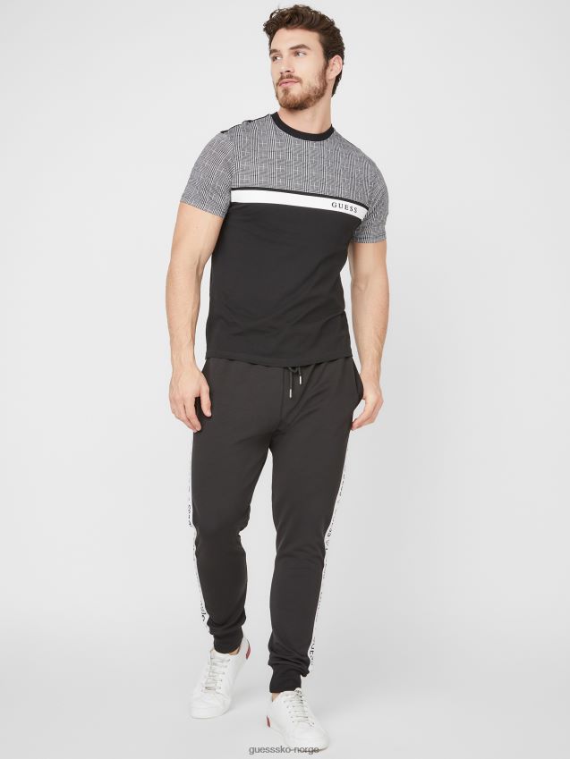 Guess martyn color-block tee jet black multi jet black multi menn F0LJ808107