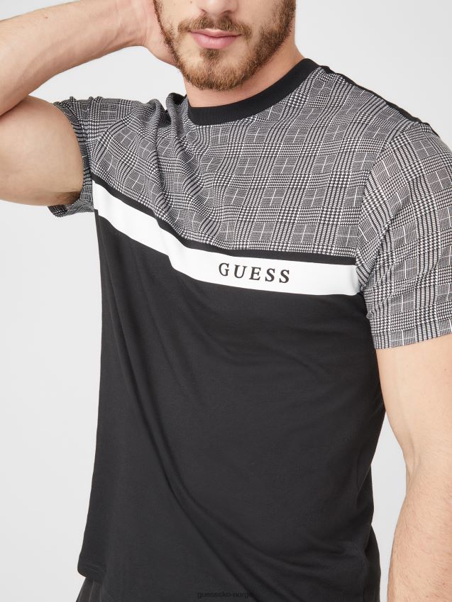 Guess martyn color-block tee jet black multi jet black multi menn F0LJ808107