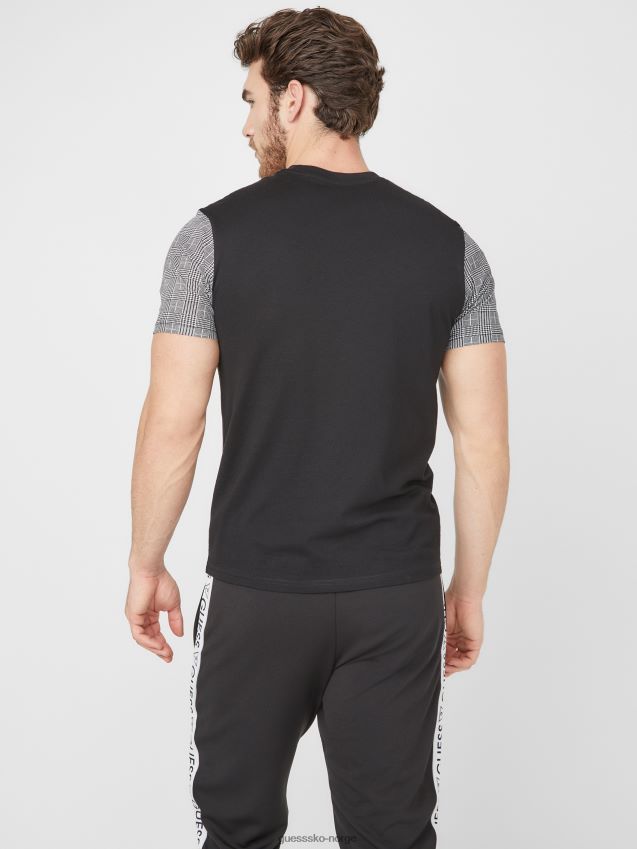 Guess martyn color-block tee jet black multi jet black multi menn F0LJ808107