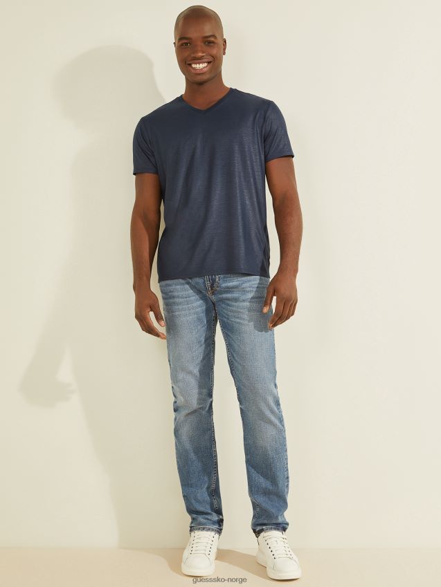 Guess mason v-hals t-skjorte midnatt plomme midnattsplomme menn F0LJ8010572