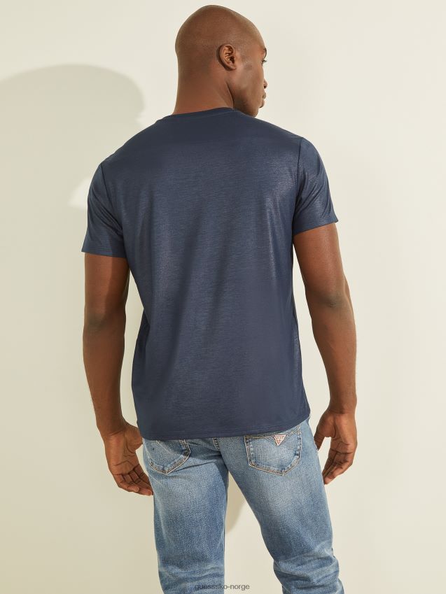 Guess mason v-hals t-skjorte midnatt plomme midnattsplomme menn F0LJ8010572