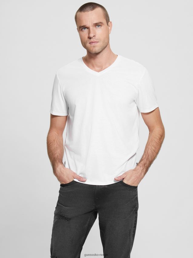 Guess mason yoke v-hals t-skjorte ren hvit Ren hvit menn F0LJ8010632