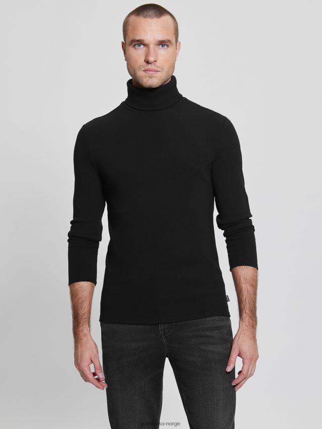 Guess mateo turtleneck t-skjorte kulsort kulsvart menn F0LJ8010336